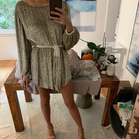 NWT Retrofete Grace Sequin Mini Dress Gold Party Small - Picture 1 of 10